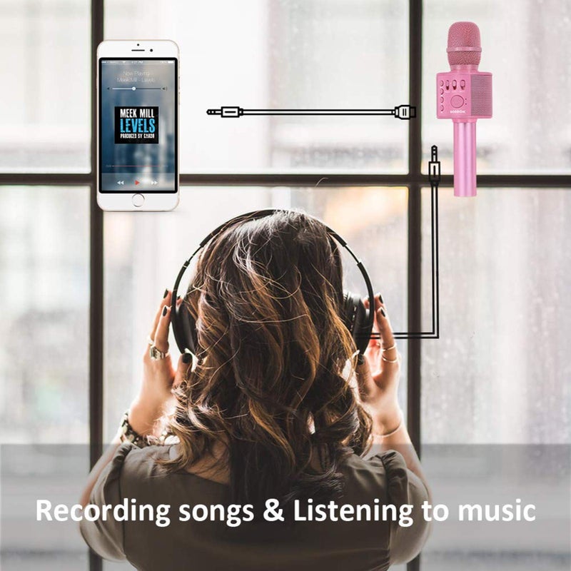 BONAOK Wireless Bluetooth Karaoke Microphone,3-in-1 Portable Handheld Karaoke Mic Speaker Machine Home Party Birthday for All Smartphones Q37 (P-Ink) - Image 5